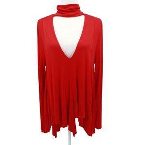 Free People Uptown Top Womens S Red Edgy Bold Dramatic Modern Trendy Stylish Alt